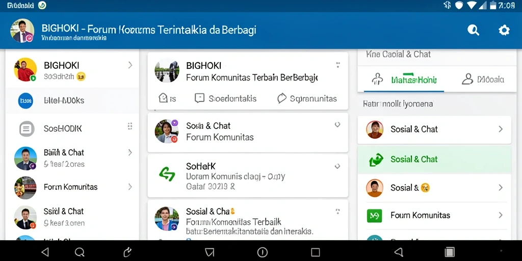 Antarmuka aplikasi BIGHOKI yang menunjukkan forum interaktif.
