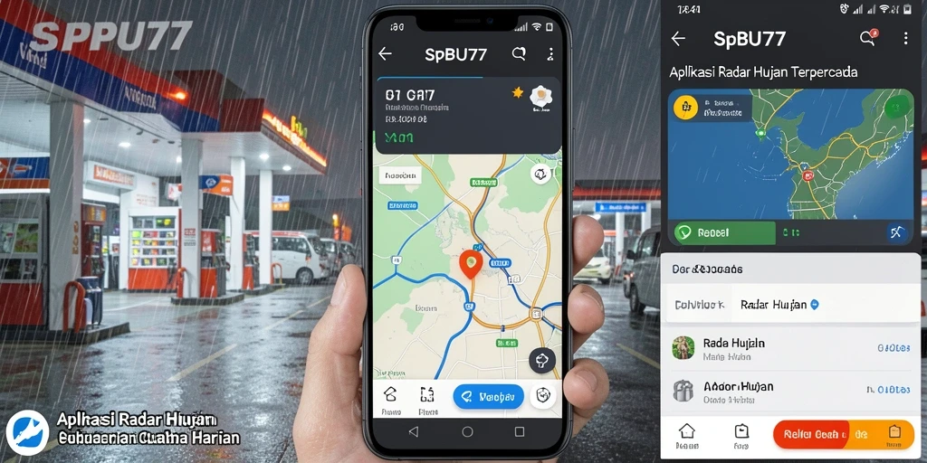 Antarmuka SPBU77 dengan tampilan radar hujan yang jelas dan informatif.