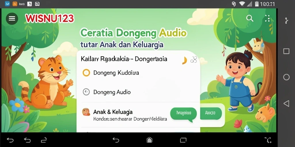 Antarmuka pengguna WISNU123 yang menarik dan ramah anak.