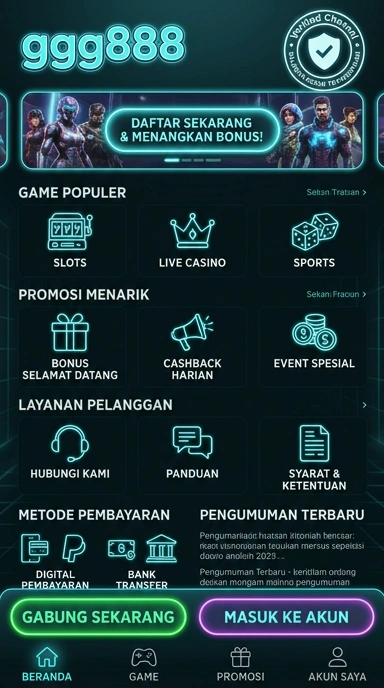 Tampilan kanal resmi ggg888